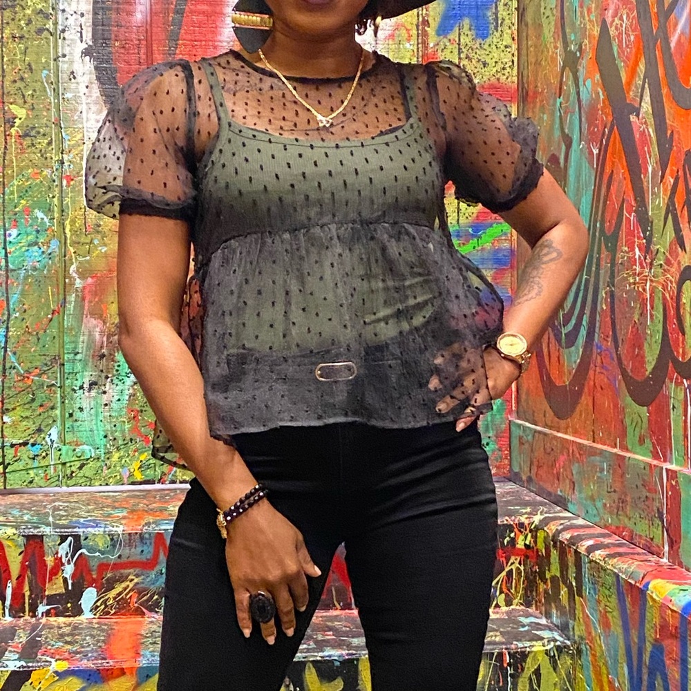 Black peplum top
